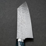 Saji Takeshi SG2 Damascus Diamond Finish Bunka Knife 180mm Blue Turquoise