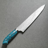 Saji Takeshi SG2 Damascus  Diamond Finish Sujihiki Knife 270mm Blue Turquoise