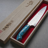 Saji Takeshi SG2 Damascus Diamond Finish Gyuto Chef Knife 210mm Blue Turquoise