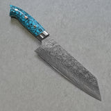 Saji Takeshi SG2 Damascus Diamond Finish Bunka Knife 180mm Blue Turquoise