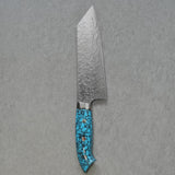 Saji Takeshi SG2 Damascus Diamond Finish Bunka Knife 180mm Blue Turquoise