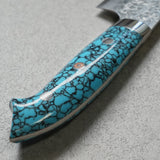 Saji Takeshi SG2 Damascus Diamond Finish Gyuto Chef Knife 210mm Blue Turquoise