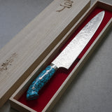 Saji Takeshi SG2 Damascus  Diamond Finish Sujihiki Knife 270mm Blue Turquoise