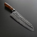 Saji Takeshi SRS13 Hammered Damascus Santoku Knife 180mm Ironwood