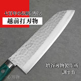 Masutani VG10 Hammered Damascus Santoku Knife 170mm Green Kokuryu