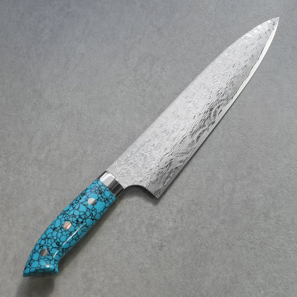 Saji Takeshi SG2 Damascus Diamond Finish Gyuto Chef Knife 240mm Blue Turquoise