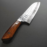 Saji Takeshi SRS13 Hammered Damascus Santoku Knife 180mm Ironwood