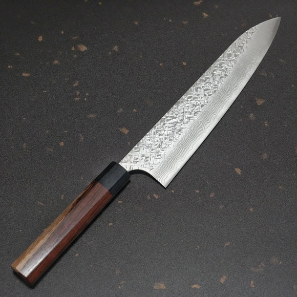 Japanese Yoshimi Kato VG10 Hammered Damascus Gyuto Chef Knife 240mm Honduras Rosewood