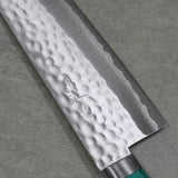 Masutani VG10 Hammered Damascus Santoku Knife 170mm Green Kokuryu