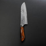 Saji Takeshi SRS13 Hammered Damascus Santoku Knife 180mm Ironwood