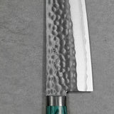 Masutani VG10 Hammered Damascus Santoku Knife 170mm Green Kokuryu