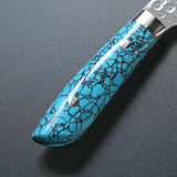 Saji Takeshi SRS13 Hammered Damascus Santoku Knife 180mm Blue Turquoise