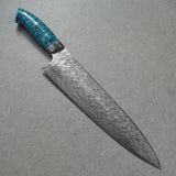 Saji Takeshi SG2 Damascus Diamond Finish Gyuto Chef Knife 240mm Blue Turquoise