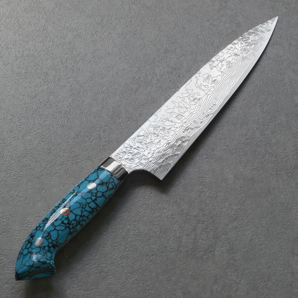 Saji Takeshi SG2 Damascus Diamond Finish Gyuto Chef Knife 210mm Blue Turquoise