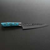 Saji Takeshi SRS13 Hammered Damascus Petty 135mm Blue Turquoise