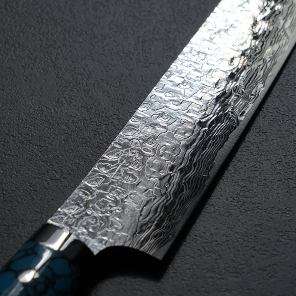 Saji Takeshi SG2 Damascus  Diamond Finish Sujihiki Knife 270mm Blue Turquoise