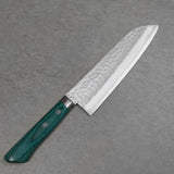 Masutani VG10 Hammered Damascus Santoku Knife 170mm Green Kokuryu
