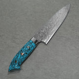 Saji Takeshi SG2 Super Gold 2 Damascus Diamond Finish Petty Small Santoku Knife 150mm Blue Turquoise