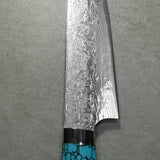 Saji Takeshi SG2 Super Gold 2 Damascus Diamond Finish Petty Small Santoku Knife 150mm Blue Turquoise