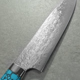 Saji Takeshi SG2 Super Gold 2 Damascus Diamond Finish Petty Small Santoku Knife 150mm Blue Turquoise