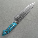 Saji Takeshi SG2 Super Gold 2 Damascus Diamond Finish Petty Small Santoku Knife 150mm Blue Turquoise