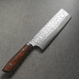Saji Takeshi SRS13 Hammered Damascus Nakiri Knife 165mm Ironwood