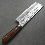 Saji Takeshi SRS13 Hammered Damascus Nakiri Knife 165mm Ironwood