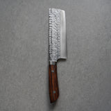 Saji Takeshi SRS13 Hammered Damascus Nakiri Knife 165mm Ironwood