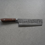 Saji Takeshi SRS13 Hammered Damascus Nakiri Knife 165mm Ironwood