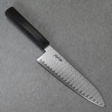 Kanjo VG10 Wave Damascus Santoku Knife 180mm Ebony Handle