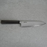 Kanjo VG10 Wave Damascus Santoku Knife 180mm Ebony Handle