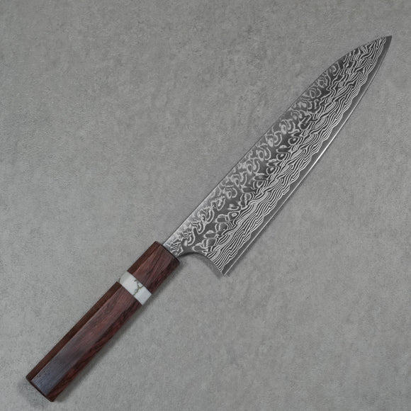 Yoshimi Kato Super Gold 2 SG2 V Damascus Gyuto Chef Knife 210mm White Turquoise Rosewood