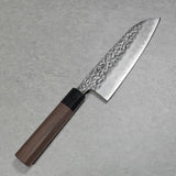 Isshin Hammered White Shirogami #1 Santoku Knife 165mm