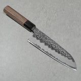Isshin Hammered White Shirogami #1 Santoku Knife 165mm