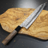 Kato Yoshimi V Hammered SG2 Gyuto Chef Knife 210mm Water Buffalo Walnut