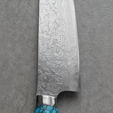 Saji Takeshi SG2 Super Gold 2 Damascus Diamond Finish Santoku Knife 180mm Blue Turquoise