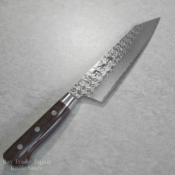 Sakai Takayuki SPG2 Hammered Damascus Kengata Santoku Knife 160mm