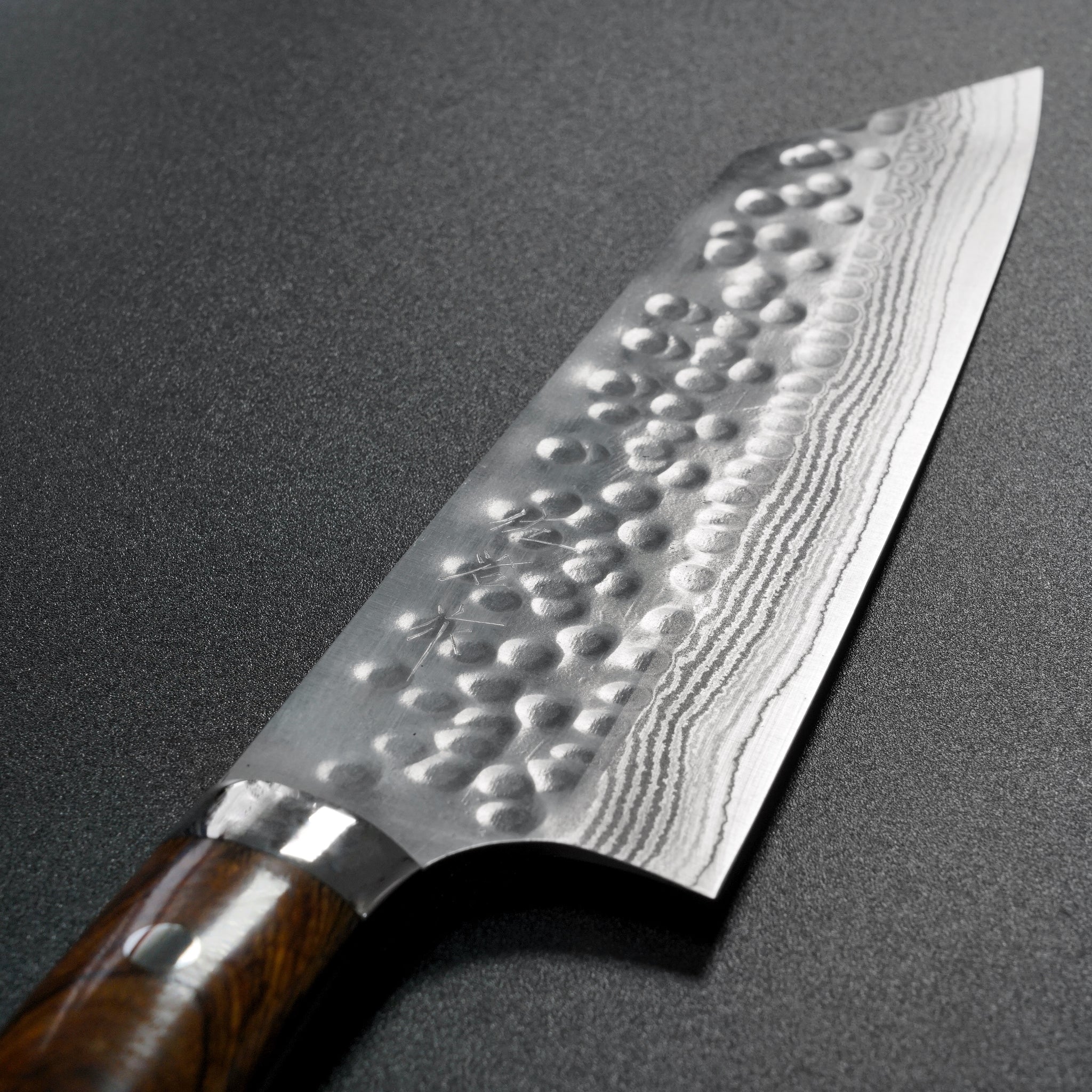 Saji Takeshi SRS13 Hammered Damascus Bunka Knife 180mm Ironwood