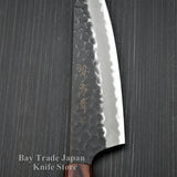 Sakai Takayuki Hammered Black Finish Aogami Super Wa Kengata Santoku Knife