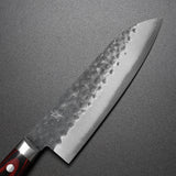 Yoshimi Kato Hammered Aogami Blue Super Santoku Knife Bolster