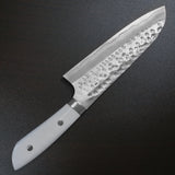 Saji Takeshi SRS13 Hammered Damascus Santoku Knife 180mm Corian