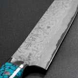 Saji Takeshi SG2 Super Gold 2 Damascus Matte Finish Sujihiki Knife 270mm Blue Turquoise