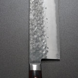 Yoshimi Kato Hammered Aogami Blue Super Nakiri Knife Bolster