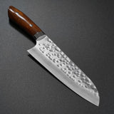 Saji Takeshi SRS13 Hammered Damascus Santoku Knife 180mm Ironwood