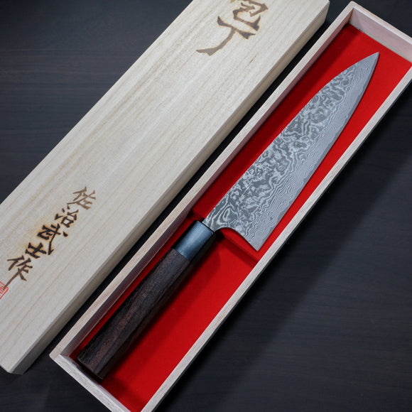 Saji Takeshi SG2 Black Damascus Gyuto Chef Knife 210mm Rosewood