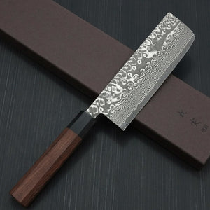 Yoshimi Kato Super Gold 2 SG2 V-shape Black Damascus Nakiri Knife Honduras Rosewood