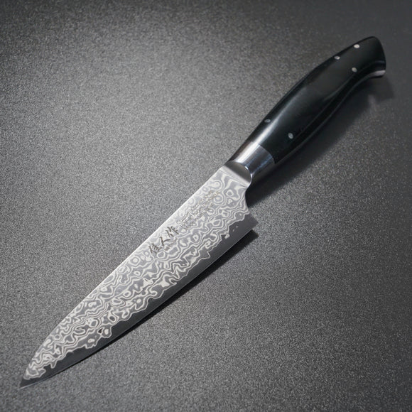 Kajin HAP40 Damascus Custom Utility Petty Knife 120mm Micarta