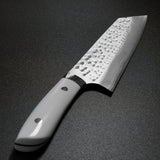 Saji Takeshi SRS13 Hammered Damascus Bunka Knife 180mm Corian
