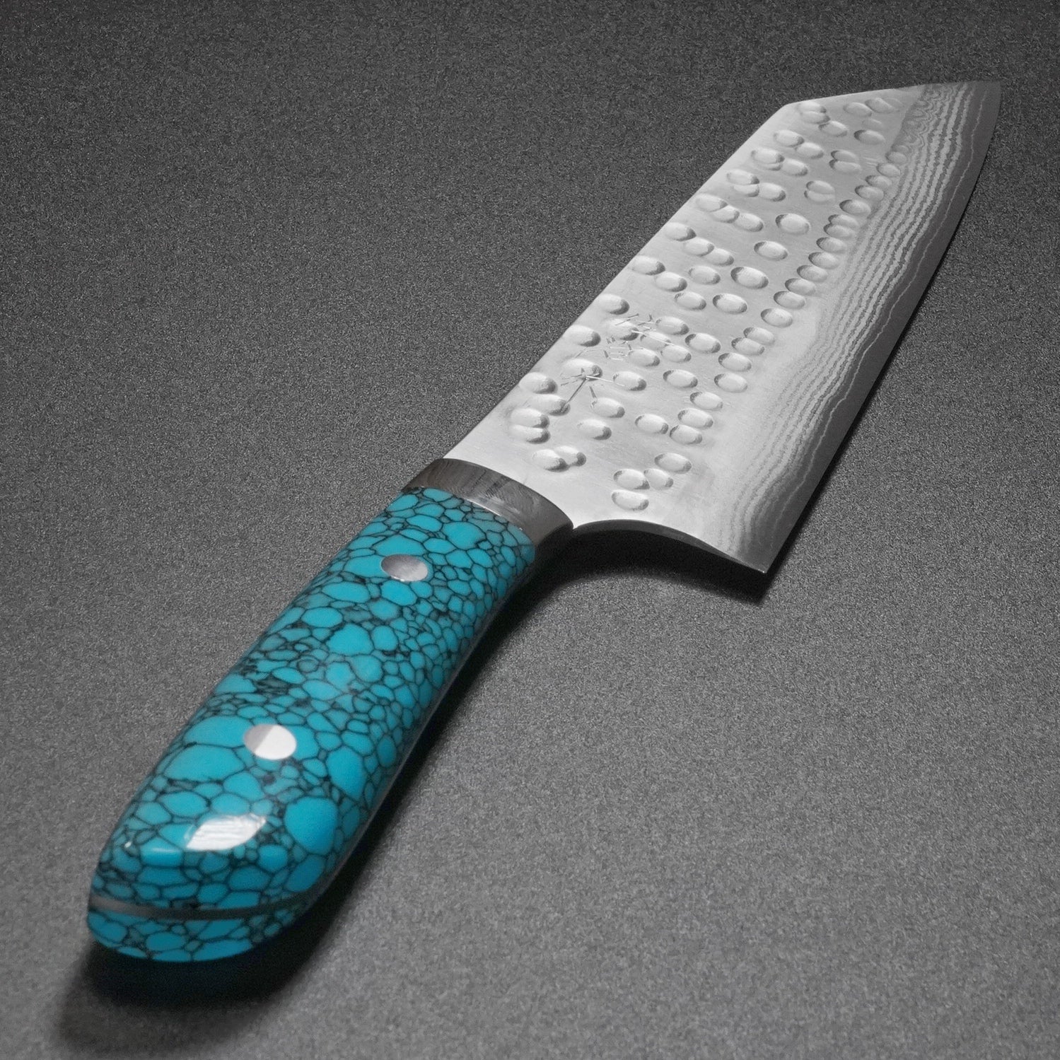Damascus Navy Blue Santoku Knife 17cm – Bento&co