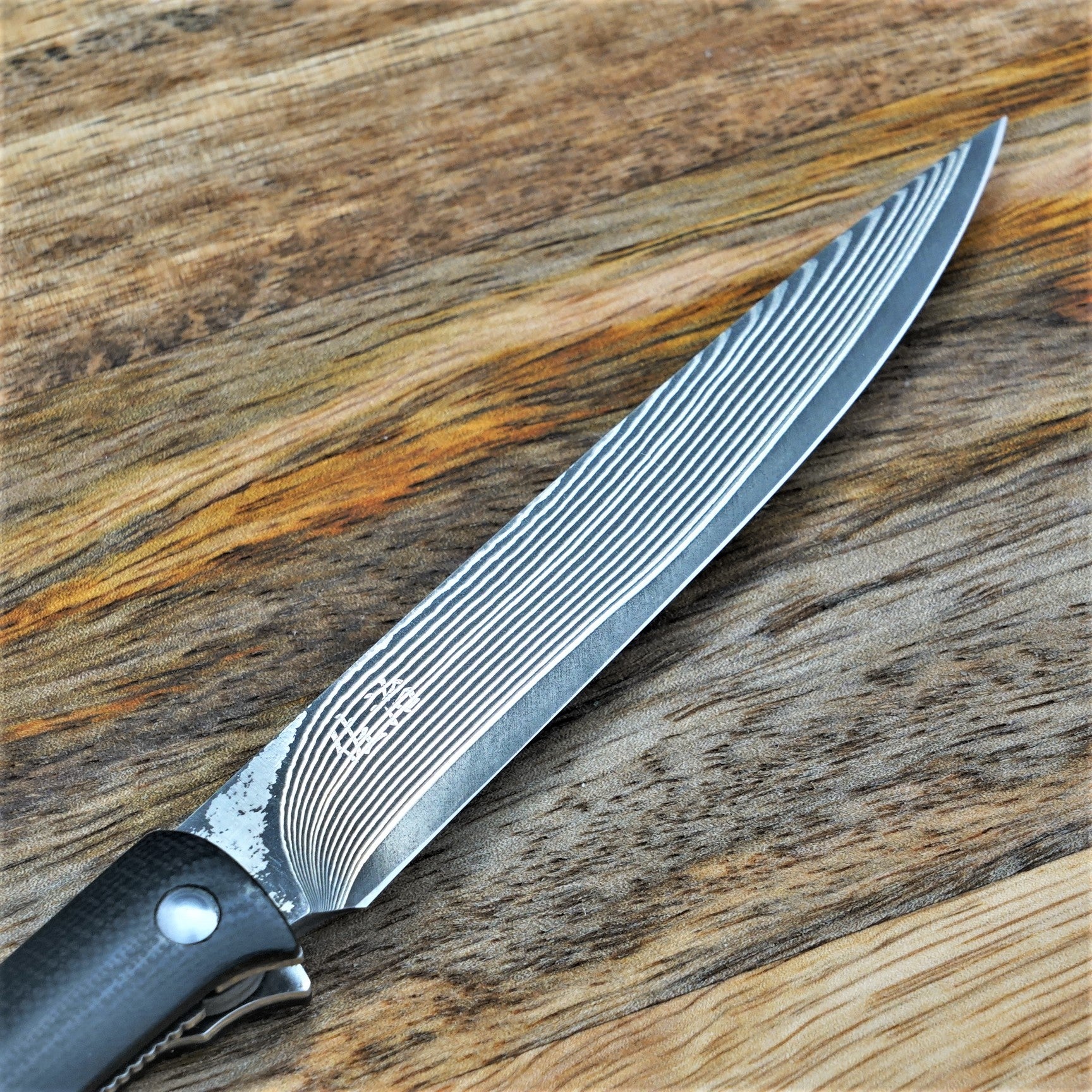 Takeshi Saji R-2 Damascus Steak Knife (Black G-10 Handle, TS